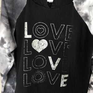 No Boundaries Hoodie JrSzXL/XG Black/White LOVE Grapic Front Fleece Hood Used